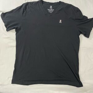 Psycho Bunny Mens XL Sz 7 PIMA Cotton Short Sleeve Athletic V Neck Flawed Black